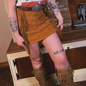 Western Suede Fringe Skirt